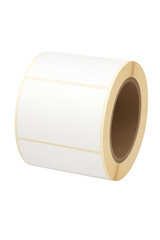 Roll of white self adhesive labels on transparent background