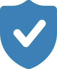 A blue shield icon with a white check mark inside, indicating security, approval, or a positive confirmation.