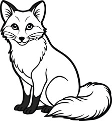 A cute black cat kitten cartoon vector illustration, sitting with a sweet tail and innocent character design