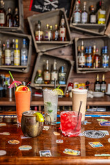 alcohol drinks at bar