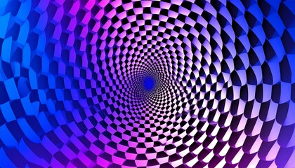 Abstract, vibrant, swirling checkered pattern creating an optical illusion of depth.