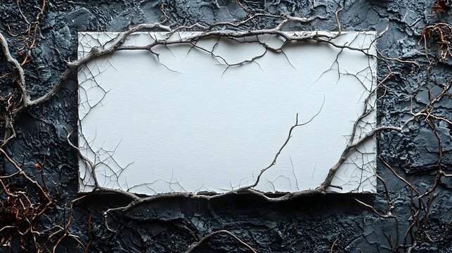 Cracked mirror reflection creates a chilling spooky haunted illusion on a blank white gift card