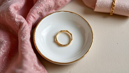 minimalist jewelry dish mockup with gold ring