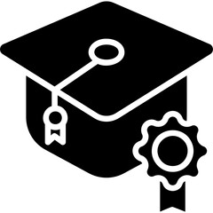 Solid Glyph Scholar Award Icon