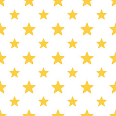 Seamless golden stars pattern for a festive yellow holiday background illustration