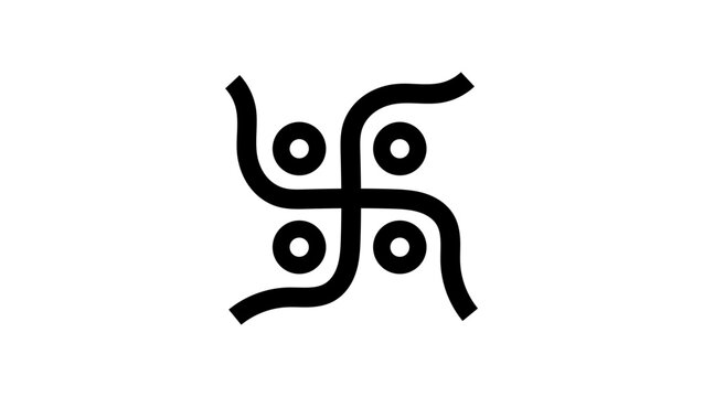 swastika hindu symbol, black isolated silhouette