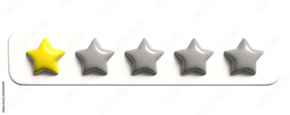 Fototapete single yellow star review scale on light background – minimal positive feedback in glossy 3d renderi