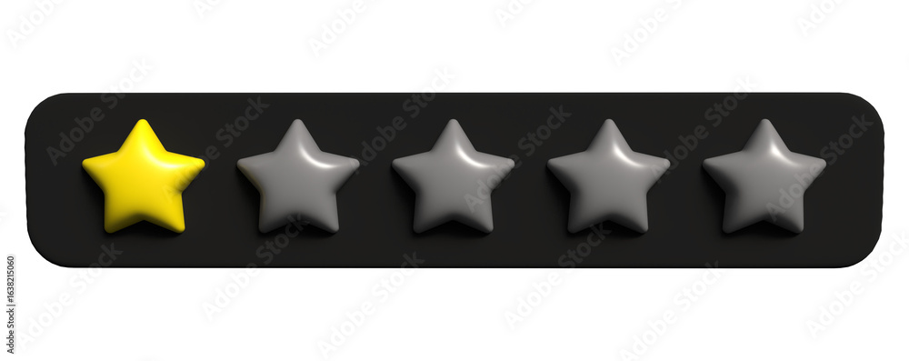 Poster single yellow star review bar on dark background – minimal positive feedback in professional 3d rend
