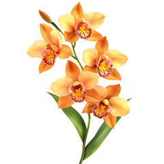 Fototapeta premium A tropical orchid, thriving in warm sunlight. full length isolate on transparent background