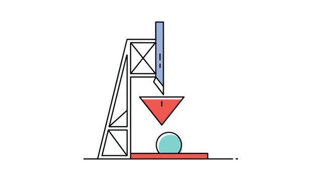 Scientific experiment demonstrating physics principles of gravity and impact with precision equipment