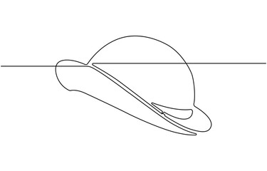 Cowboy hat continuous one line drawing vector illustration, eps 10.