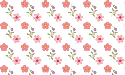 Delicate watercolor floral pattern with pink and orange blossoms on white background