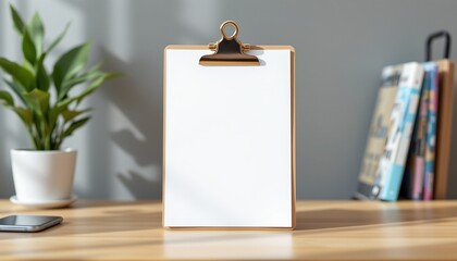 modern document clip mockup with folders, no people
