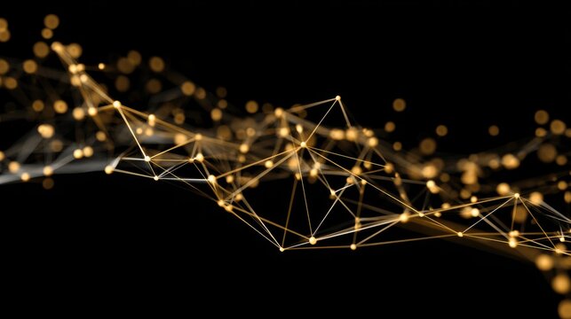 golden network glowing points lines