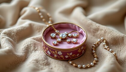 unlabeled jewelry tin mockup on velvet