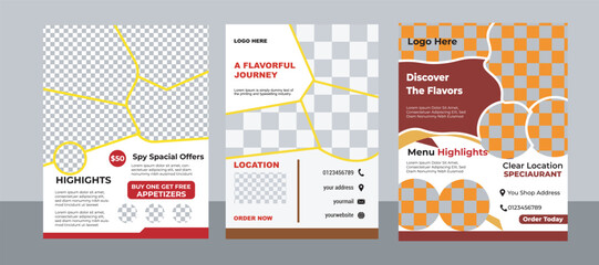 Modern Restaurant Flyer Template Set with Elegant Layout for Food Promotion and Culinary Business Advertisement
