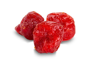 Side view of dehydrated cherry tomatoes isolated on white background with clipping path.