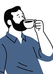 bearded man drinking coffee Illustrator Artwork design template poster