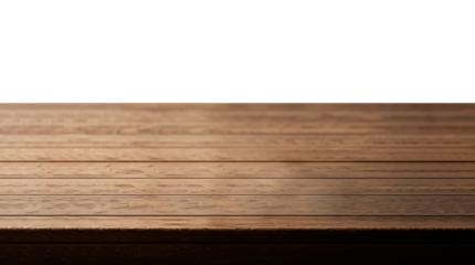 Wood table top on transparent background