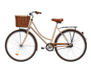 Bicycle with basket front view vector transparent background 