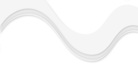 A minimalist abstract background featuring flowing, wavelike layers of white and light gray shapes with subtle drop shadows, creating a serene and smooth, almost paper-cut effect.