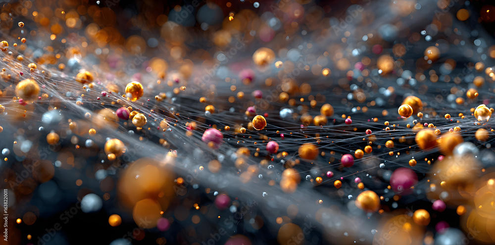 Poster abstract image of connected dots and lines, representing network, technology, or connection.