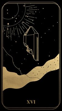 Animated Tarot Card the Tower minor arcana mystical vertical video
