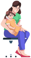 Mother and Little Girl Daughter