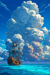 coral reef and blue sky