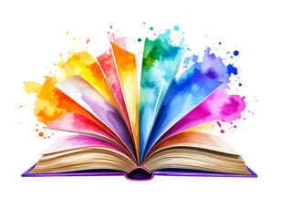 Book open flat vector transparent background