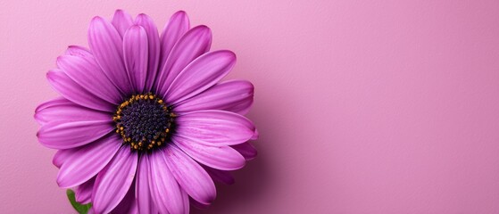 Vibrant Purple African Daisy on Soft Pink Background - Ideal for Floral Design, Decor, and Nature-themed Projects