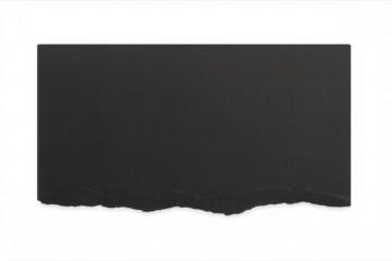 Rectangular piece of black torn paper with a transparent background, perfect for adding a touch of grunge to any design project