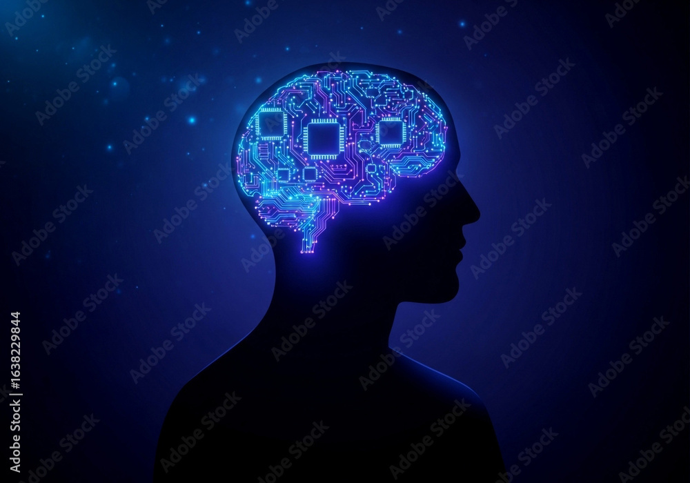 Aufkleber artificial intelligence ai brain technology digital mind machine learning innovation concept tech fu
