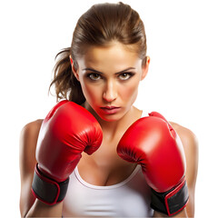 Determined Female Boxer Ready to Fight