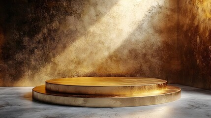 A sophisticated golden podium with a minimalist serene design  long title A sleek elegant golden podium against a dark background providing a