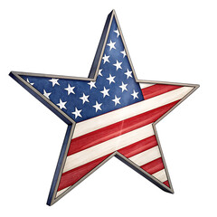 American flag star isolated on transparent background for independence day