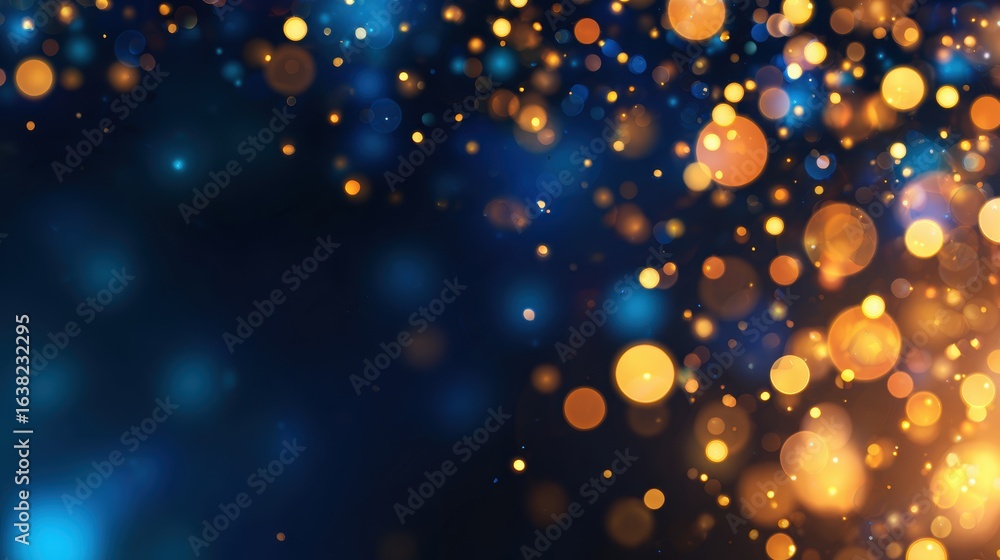 Aufkleber abstract background of shimmering golden and blue bokeh lights creating a festive atmosphere