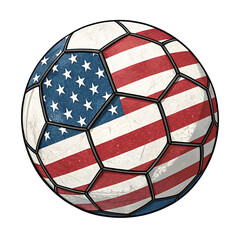 Soccer ball with the american flag isolated on transparent background
