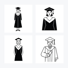 graduate degree passed with cap and gown vector art design