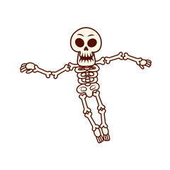 Cartoon skeleton graphic for Halloween designs, perfect for themed parties, decorations, or spooky season promotional material creation.