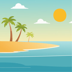 Fototapeta premium île tropicale, palmiers, soleil, sable, océan