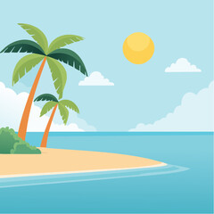Obraz premium île tropicale, palmiers, soleil, sable, océan