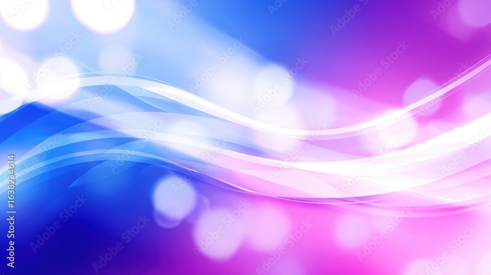 Aufkleber abstract wave patterns in vibrant hues of blue and pink with soft bokeh lights for creative backgrou