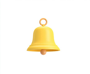 A yellow three-dimensional bell on a white background