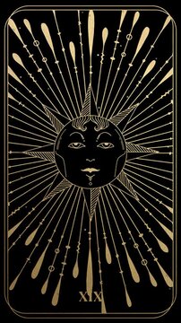 Animated Tarot Card the Sun minor arcana mystical vertical video astrology