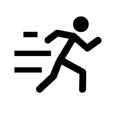 running man with motion lines on white back round