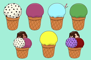 Colorful Ice Cream Collection – Variety of Sweet Flavors