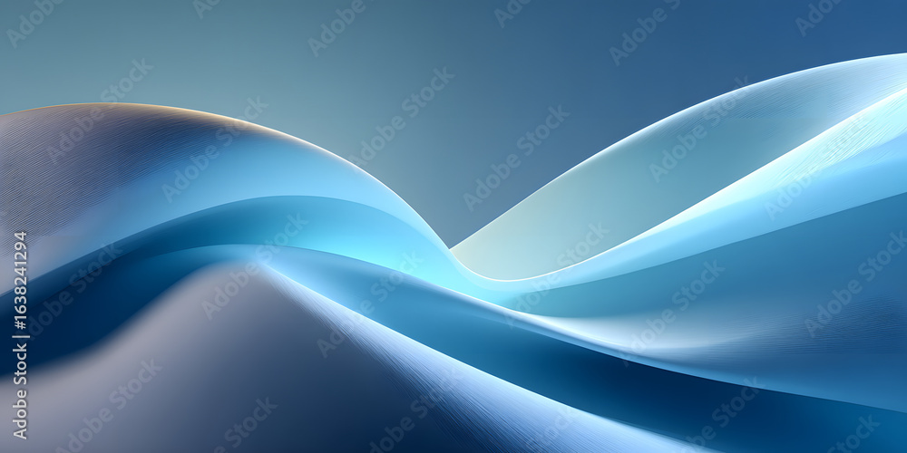 Poster futuristic abstract background. soft blue color tone. smooth light, abstract shape, curve line, fade