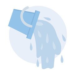 Blue bucket of water. Splash and splatter. Cleaning the house.