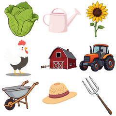 Farm themed Objects & Tools Vector Designs - Simple, Iconical Farm Vector Set